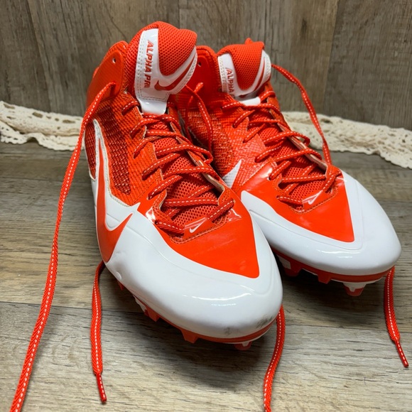 Nike Alpha Pro Football Cleats Men's Sz 15White/orange 599025-181 shoes*READ* - Picture 1 of 13